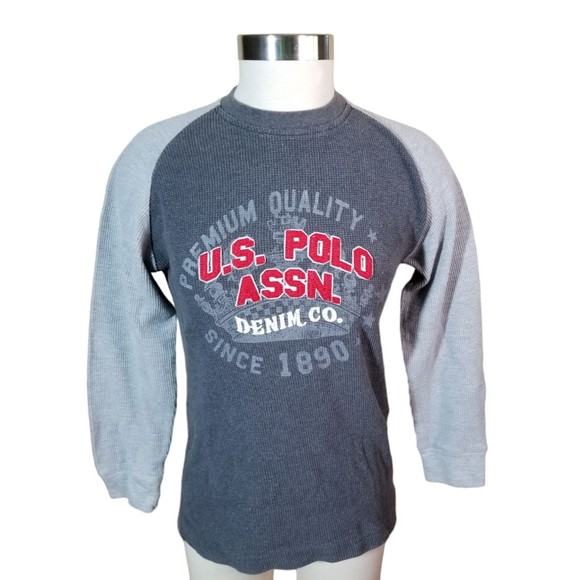 U.S. Polo Assn Long Sleeve Charcoal & Gray Unisex Wear Size Medium Pullover Red - Picture 1 of 11